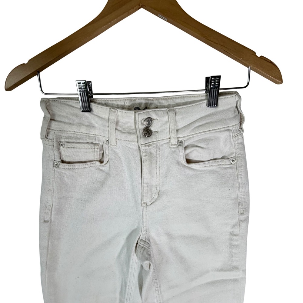Free‎ People Shayla Pebble White High Rise Bootcut Jeans Double Button Size 26 - Picture 4 of 11